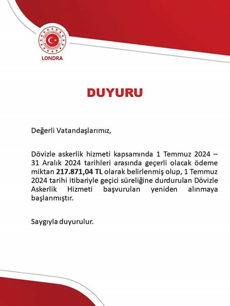 Dövizle askerlik başvuruları yeniden başladı