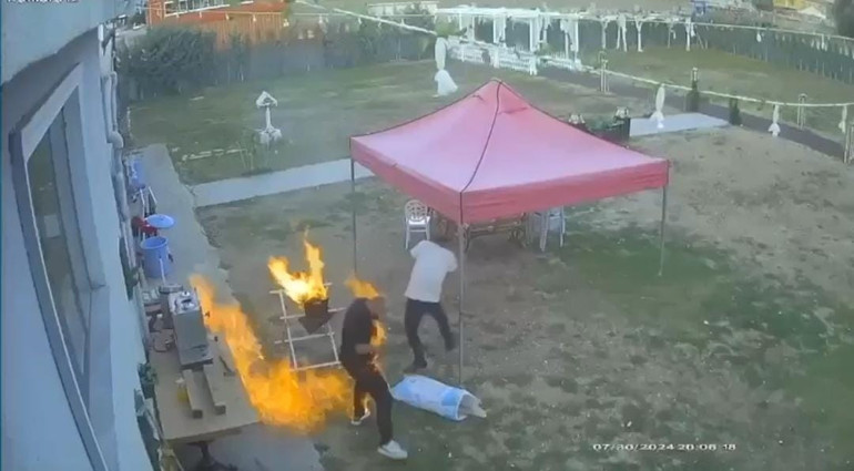 Mangal ateşi hayattan kopardı Dehşete düşüren olay kamerada