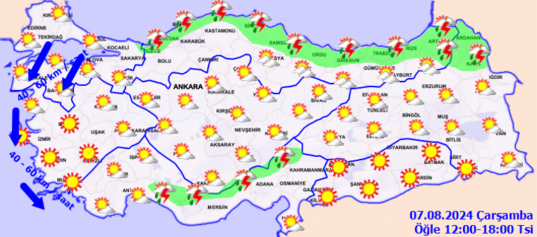 HAVA DURUMU TAHMİNLERİ İL İL (7 AĞUSTOS) | Bugün hava nasıl olacak İstanbulda yağmur var mı Meteorolojiden son dakika uyarısı