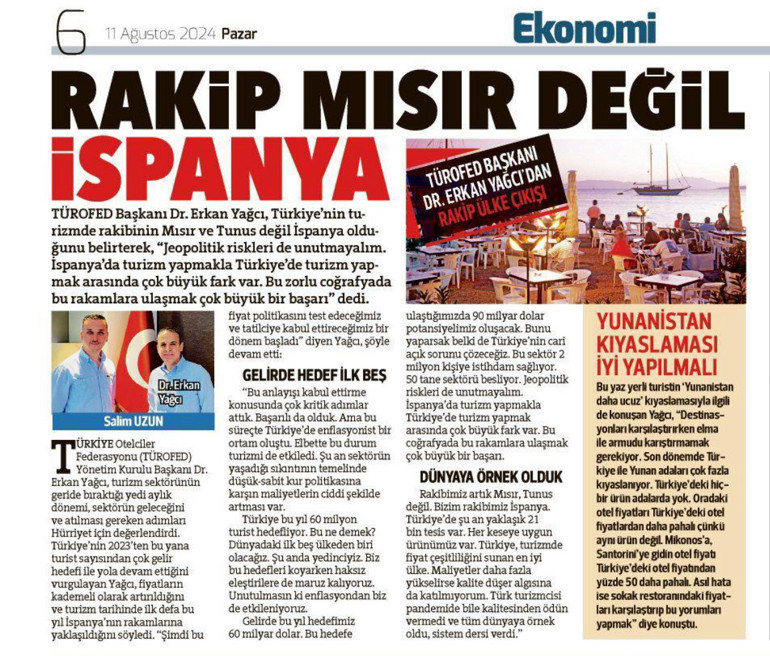 TÜROFED Başkanı Yağcı: “90 milyon turiste hazırız”