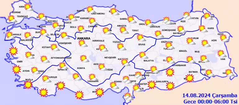 Hava durumu tahminleri il il yayınlandı | Bugün (14 Ağustos) hava nasıl olacak Havalar ne zaman serinleyecek Meteorolojiden uyarı: Afrika sıcakları yolda