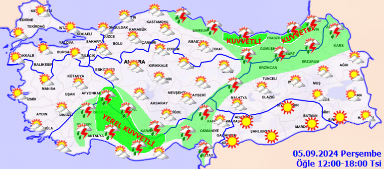 Son dakika hava durumu tahminleri il il 5 Eylül 2024 | Bugün hava nasıl olacak Yağmur var mı Meteorolojiden 5 ile kuvvetli sağanak yağış uyarısı