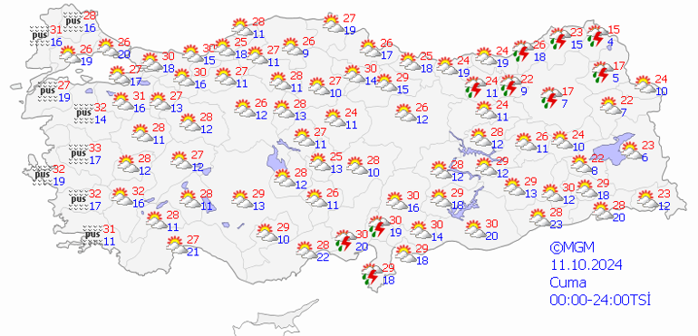 HAVA DURUMU TAHMİNLERİ İL İL | Bugün (11 Ekim) hava nasıl olacak Cuma günü yağmur yağacak mı Meteorolojiden sis ve pus uyarısı