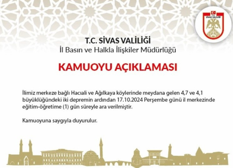 YARIN OKULLAR TATİL Mİ 18 EKİM 2024 SON DURUM | Malatya ve Sivasta yarın okullar tatil mi Yarın (18 Ekim) Malatya ve Sivasta okul var mı Son dakika valilik açıklaması