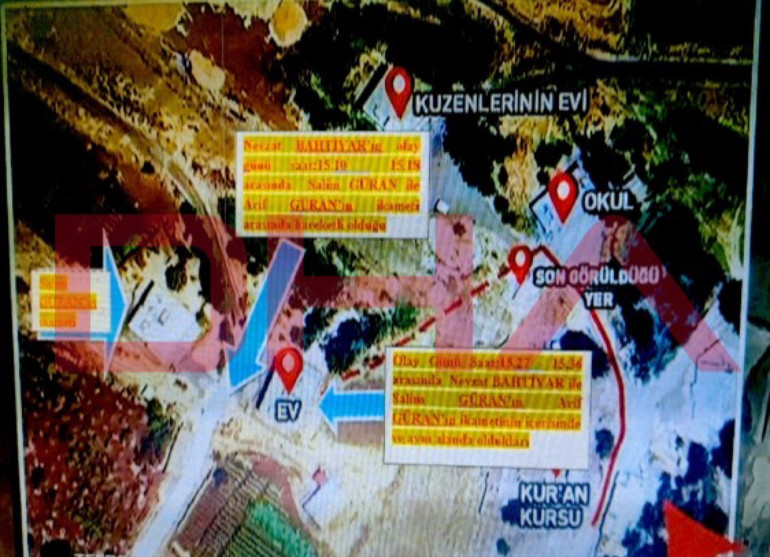 Narin Güran cinayeti davası: İddianameye yansıyan dar alan baz çalışmasının şeması ortaya çıktı