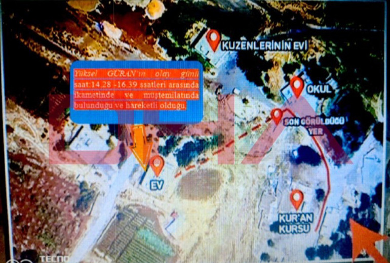 Narin Güran cinayeti davası: İddianameye yansıyan dar alan baz çalışmasının şeması ortaya çıktı