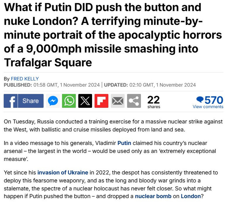 İngiliz medyasında korkutan senaryo: Putin düğmeye basarsa ne olur