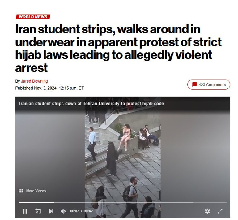 İrandaki protesto dünya gündemine oturdu: Genç kız kıyafetlerini çıkarıp iç çamaşırları ile kampüste oturdu