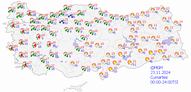 SON DAKİKA HAVA DURUMU TAHMİNLERİ İL İL | Bugün (23 Kasım) hava nasıl olacak İstanbula kar yağacak mı Meteorolojiden hafta sonuna peş peşe uyarı