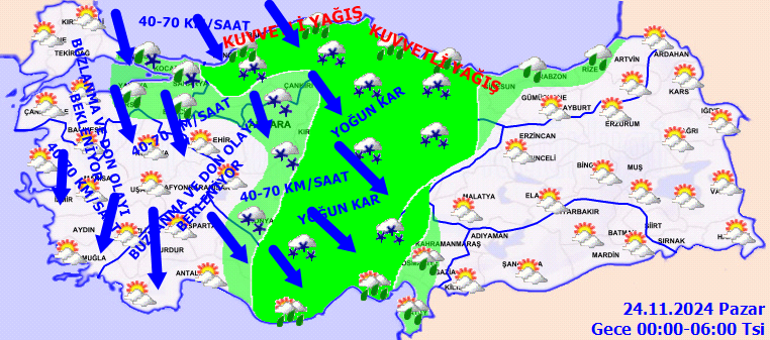 KAR YAĞIŞI İSTANBULA GİRİŞ YAPTI | Meteoroloji son dakika hava durumu tahminleri il il yayınlandı Bugün (24 Kasım) hava nasıl olacak Hafta sonu kar yağacak mı