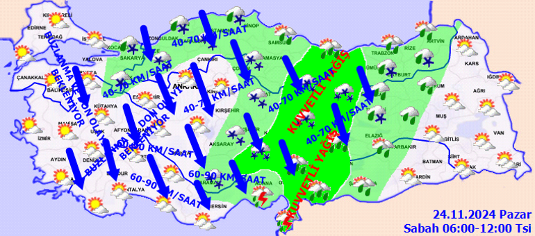 KAR YAĞIŞI İSTANBULA GİRİŞ YAPTI | Meteoroloji son dakika hava durumu tahminleri il il yayınlandı Bugün (24 Kasım) hava nasıl olacak Hafta sonu kar yağacak mı