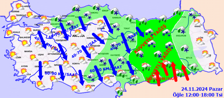 KAR YAĞIŞI İSTANBULA GİRİŞ YAPTI | Meteoroloji son dakika hava durumu tahminleri il il yayınlandı Bugün (24 Kasım) hava nasıl olacak Hafta sonu kar yağacak mı