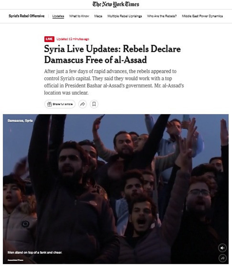 Suriyede yaşanan gelişme, dünya basınına bomba gibi düştü