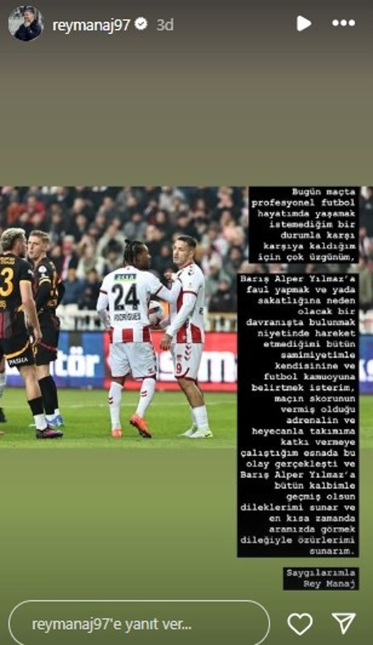 Rey Manajdan Barış Alper Yılmaz açıklaması