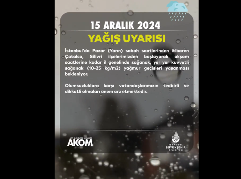 SON DAKİKA SAĞANAK YAĞIŞ UYARISI | Bugün (15 Aralık) hava nasıl olacak Pazar günü İstanbulda yağmur var mı Meteoroloji il il hava durumu raporu