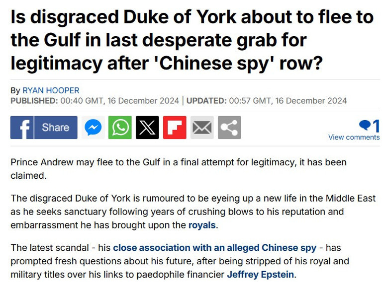 İngiltereyi sarsan casus skandalı Prens Andrew son çare olarak Körfeze kaçabilir