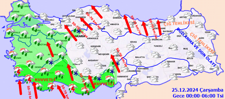 HAVA DURUMU TAHMİNLERİ İL İL YAYINLANDI | Bugün (25 Aralık) hava nasıl olacak İstanbulda yağmur var mı Meteoroloji saat vererek uyardı