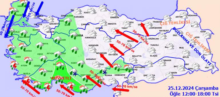 HAVA DURUMU TAHMİNLERİ İL İL YAYINLANDI | Bugün (25 Aralık) hava nasıl olacak İstanbulda yağmur var mı Meteoroloji saat vererek uyardı