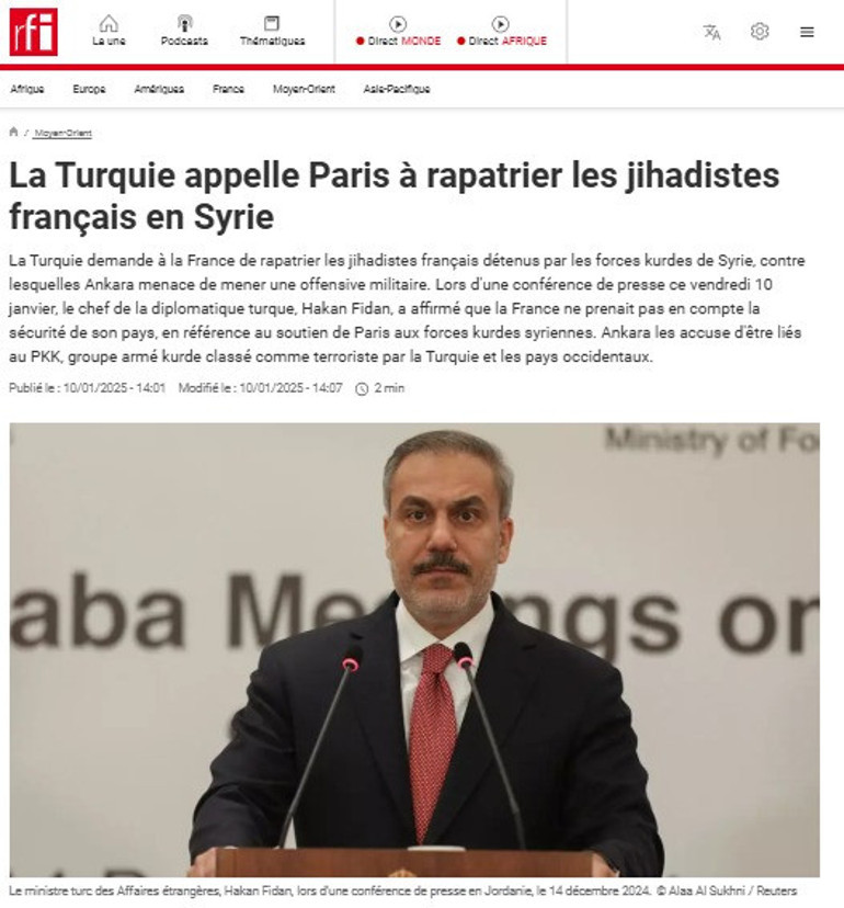 Dışişleri Bakanı Hakan Fidanın Fransa açıklaması dünya basınında gündem oldu