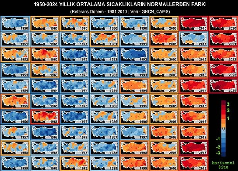 Prof. Dr. Barış Önol, haritayı paylaştı: Dünya ölçüm tarihinin en sıcak yılı 2024 oldu