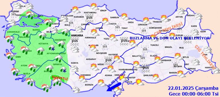 Bugün (22 Ocak) hava nasıl olacak Bugün yağmur ya da kar var mı Meteorolojiden İstanbul ve birçok ile uyarı