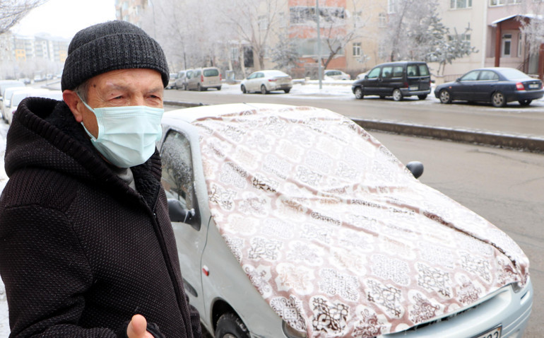 Erzurumda hava sıcaklığı eksi 13,6 dereceye kadar düştü