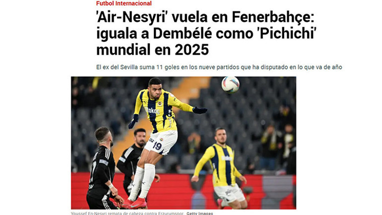 Fenerbahçeli En Nesyri Dünyada 1 numara oldu İspanyollar manşet yaptı