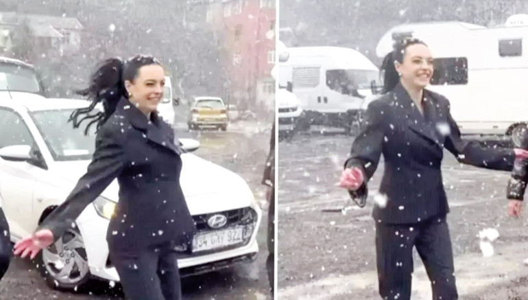 Karın keyfini lüks evlerinde çıkardılar... Aile pozu