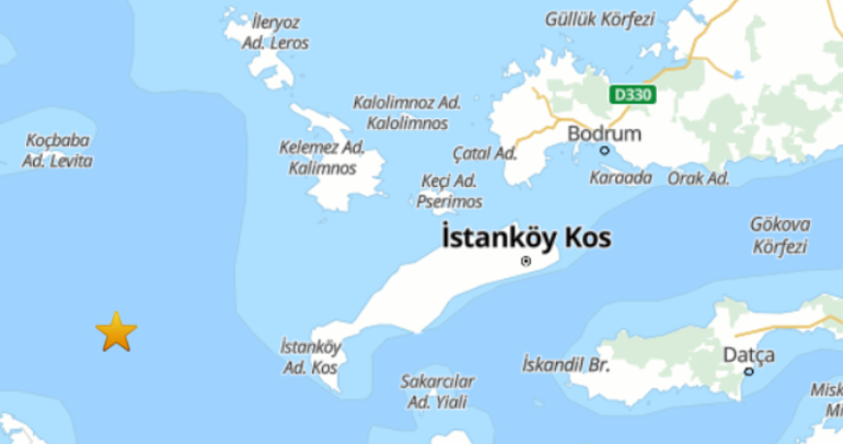 Bodrum açıklarında 3.7 büyüklüğünde deprem