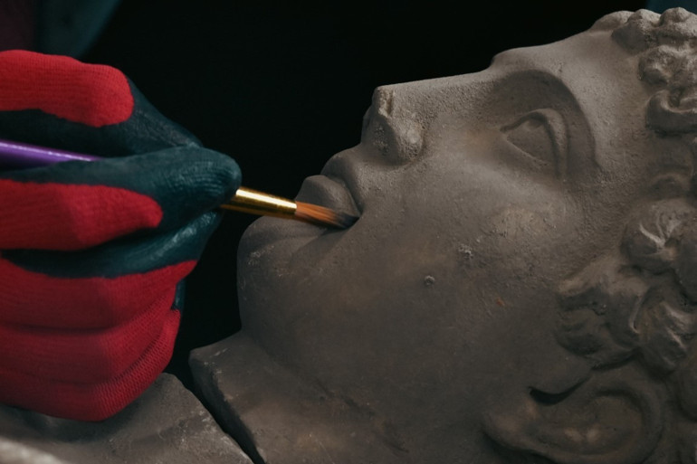 Mitolojide Zeus’un habercisi Hermesin heykeli Aspendos arkeoloji kazılarında bulundu