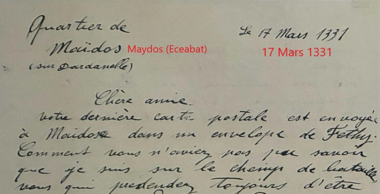 Mustafa Kemal Atatürkün 18 Marttan önce Madam Corinneye yazdığı mektup ortaya çıktı