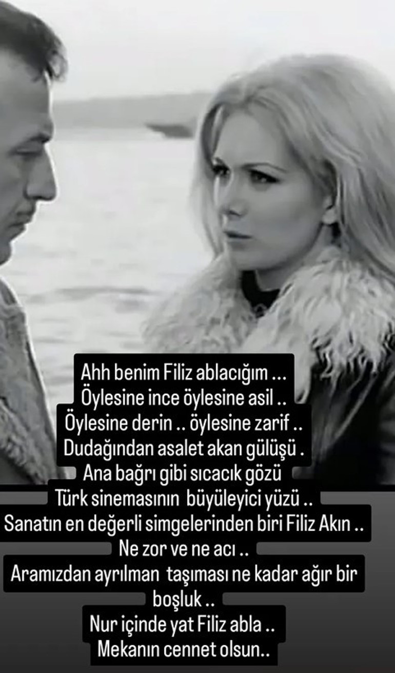 Yeşilçamın efsane ismi Filiz Akın hayatını kaybetti... Sanat dünyası yasta: Kalbimdeki yerin acıyor Filiz