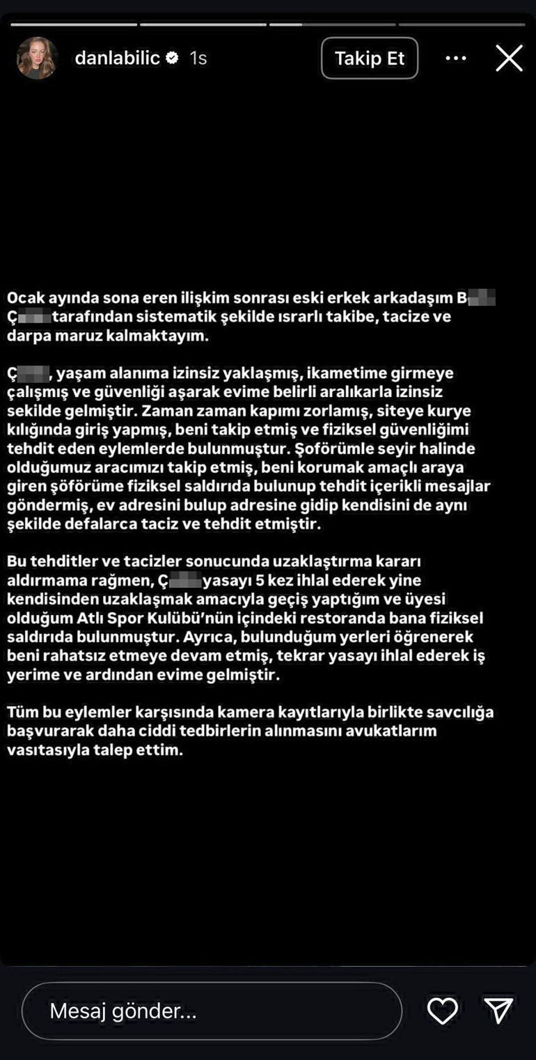 Eski sevgilisi Danla Biliçi darp etti; KADESten yardım istedi