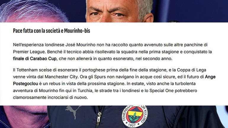 İngilizler Mourinhoya teklif yapmaya geliyor Fenerbahçe ile pazarlık masasına