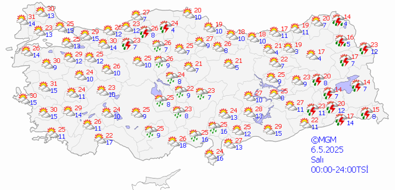 HAVA DURUMU TAHMİNLERİ İL İL | Bugün (6 Mayıs Salı) hava nasıl olacak İstanbulda yağmur var mı Meteoroloji duyurdu: Sıcaklıklar artacak
