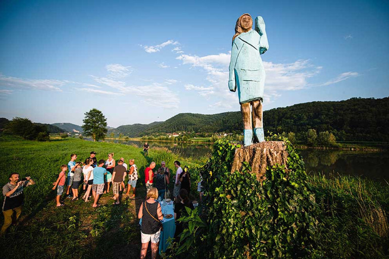 First Lady’ye memleketinden kötü haber Bronz heykeli ayaklarından kesip çaldılar...