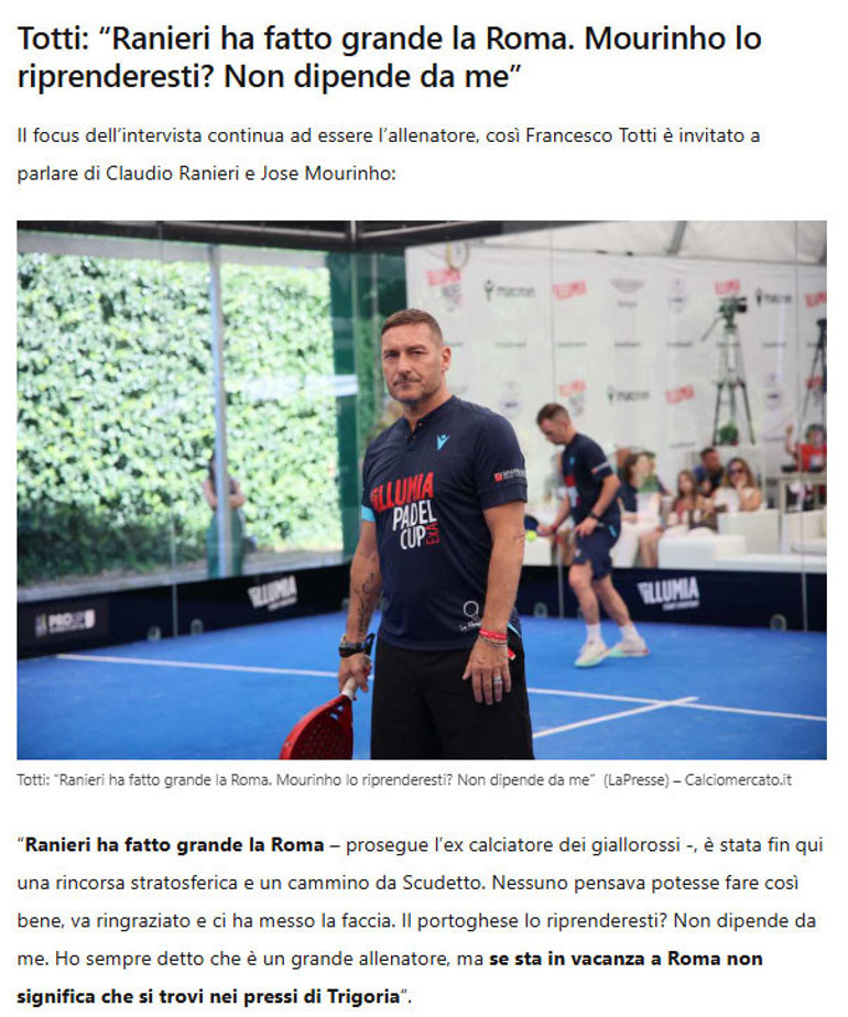 Francesco Totti’den Mourinho ve Roma açıklaması