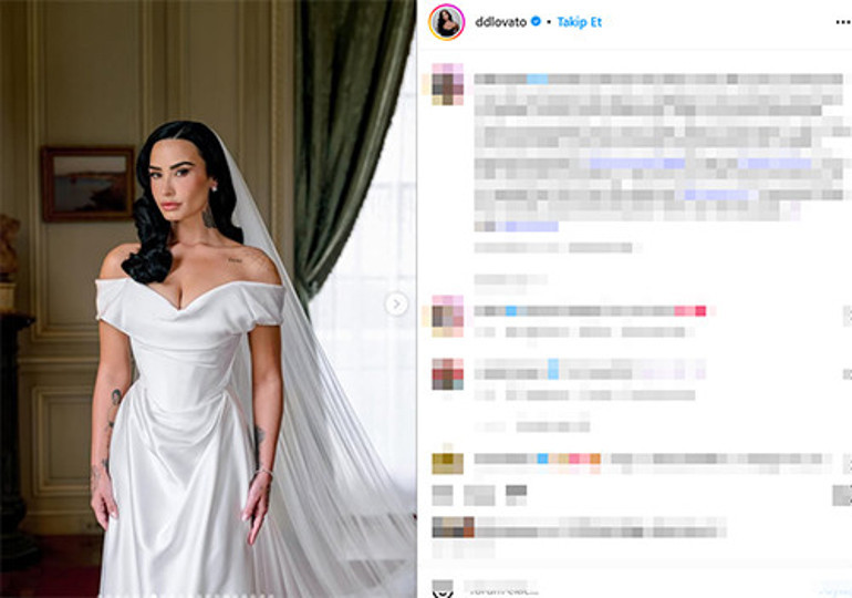 Ünlü şarkıcı muradına erdi... Herkes aynı yorumu yaptı: Boşanan arkadaşının eski gelinliğini giymiş