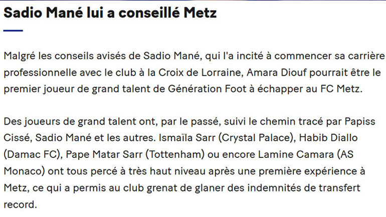 Fenerbahçe’nin yeni transferi Amara Diouf hakkında Sadio Mane gerçeği