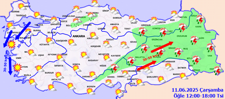 Son dakika hava durumu tahminleri il il | Bugün (11 Haziran) hava nasıl olacak İstanbulda yağmur var mı Meteorolojiden sağanak yağış uyarısı