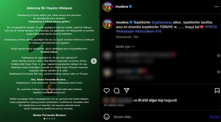 Galatasaraydan ayrılan Fernando Musleradan duygusal veda paylaşımı: Hoşça kal ikinci ülkem
