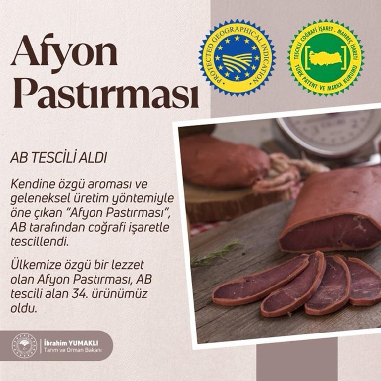 Afyon pastırmasına AB’den coğrafi işaret tescili