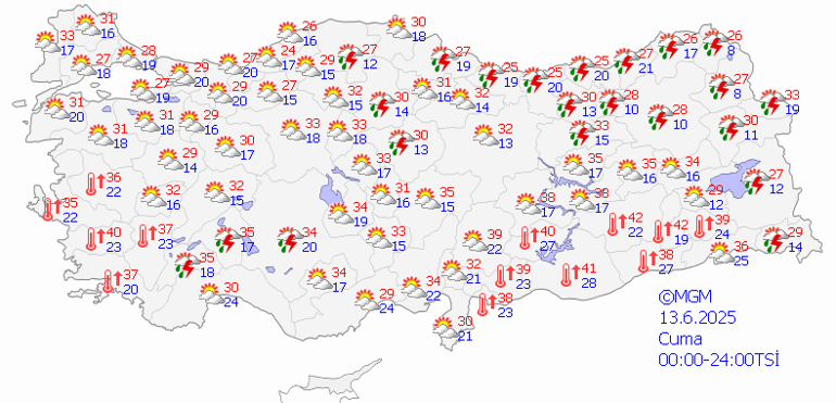 Son dakika hava durumu tahminleri il il 13 Haziran 2025 | Bugünkü hava durumu nasıl olacak Yağmur yağacak mı Meteorolojiden sağanak yağış ve toz taşınımı uyarısı