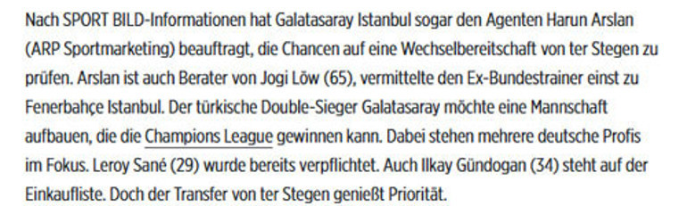 Galatasaray’ın Ter Stegen transfer operasyonu BILD’de manşet oldu Fenerbahçe ve menajer detayı