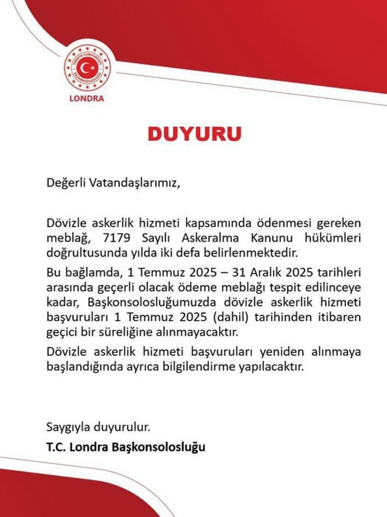 Dövizli askerlik işlemlerine ilişkin önemli duyuru