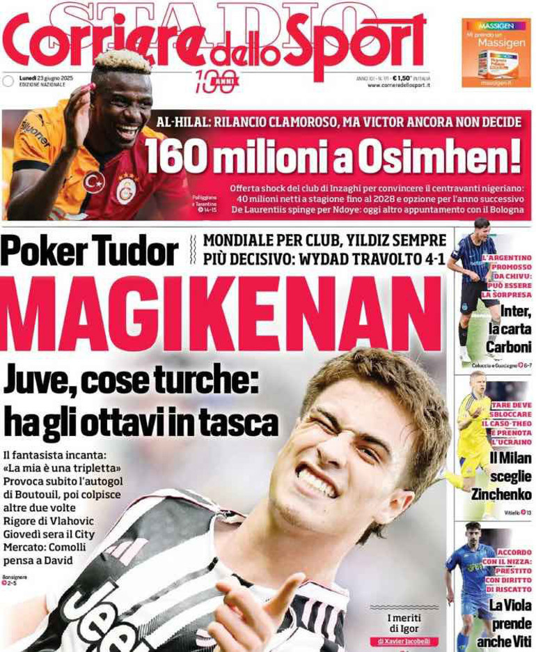 Kenan Yıldız Dünya Kulüpler Kupası’nı golleriyle salladı İtalya’da manşet oldu