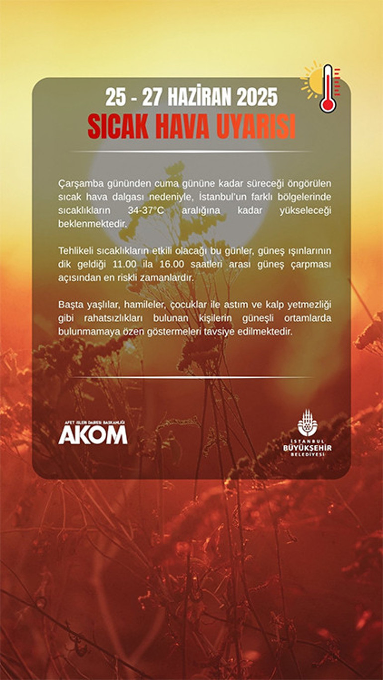Sıcak hava dalgası geliyor AKOM saat vererek uyardı