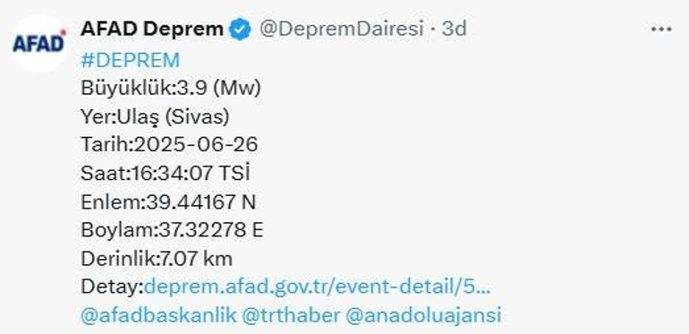 SON DAKİKA Sivasta 3.9 büyüklüğünde deprem Prof. Dr. Naci Görürden kritik uyarı: 7ler mertebesinde deprem üretebilir