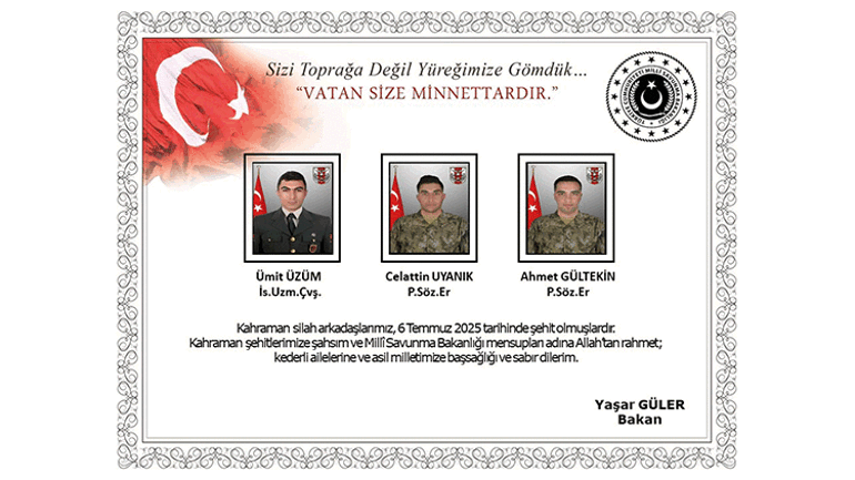 Mağarada metan gazı nedeniyle şehit olan askerlerin isimleri belli oldu