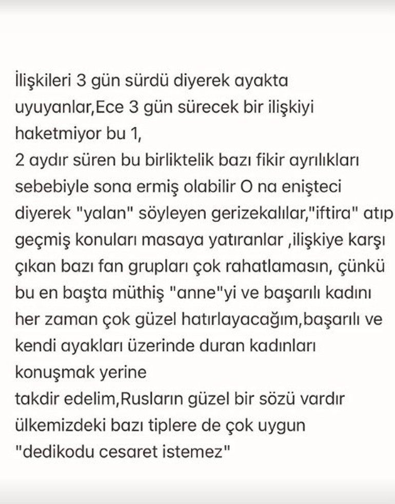 Sürpriz aşk kısa sürdü...Sinan Akçıldan Ece Erken açıklaması